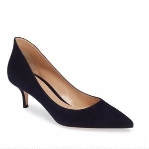 NWOB $695 GIANVITO ROSSI Ellipsis 55 Suede Pump Heels in Navy Blue